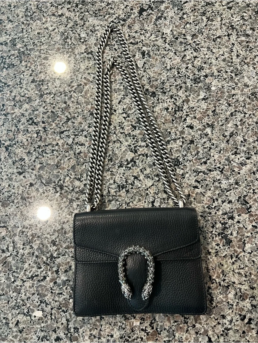Gucci Dionysus Small Black Pebbled Shoulder Bag